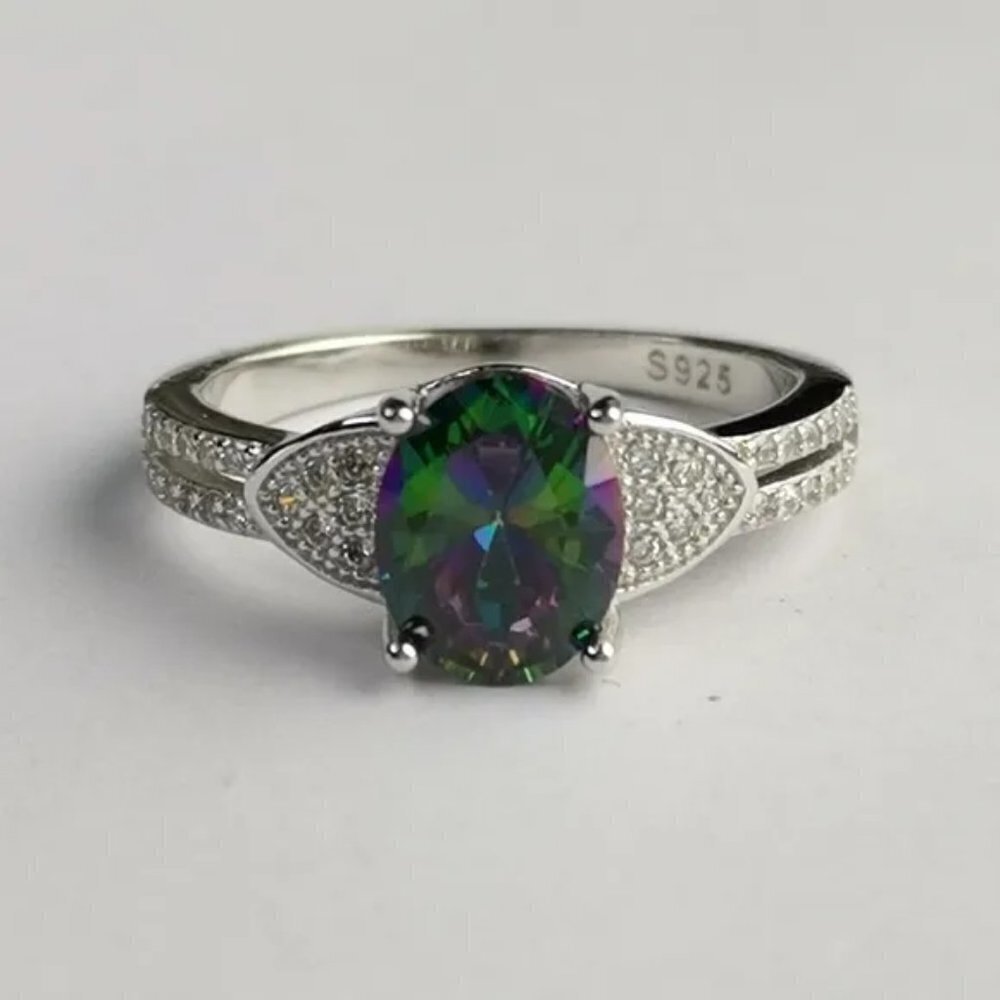 NEW Sterling silver Mystic Topaz cz ring size 8 - Picture 3 of 6